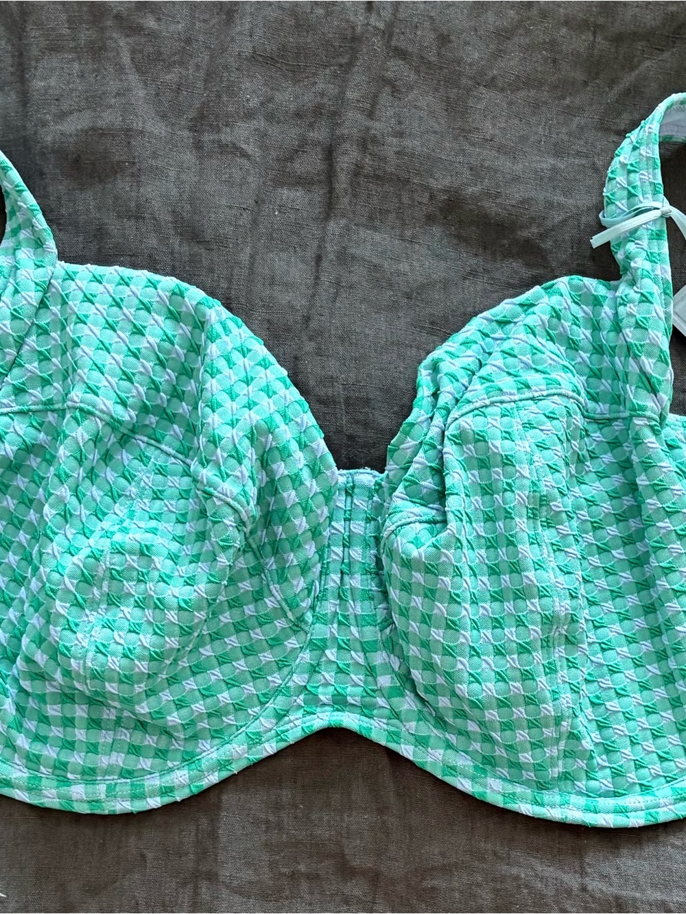 Panache Olivia Full Cup Bikini Top in Green Gingham